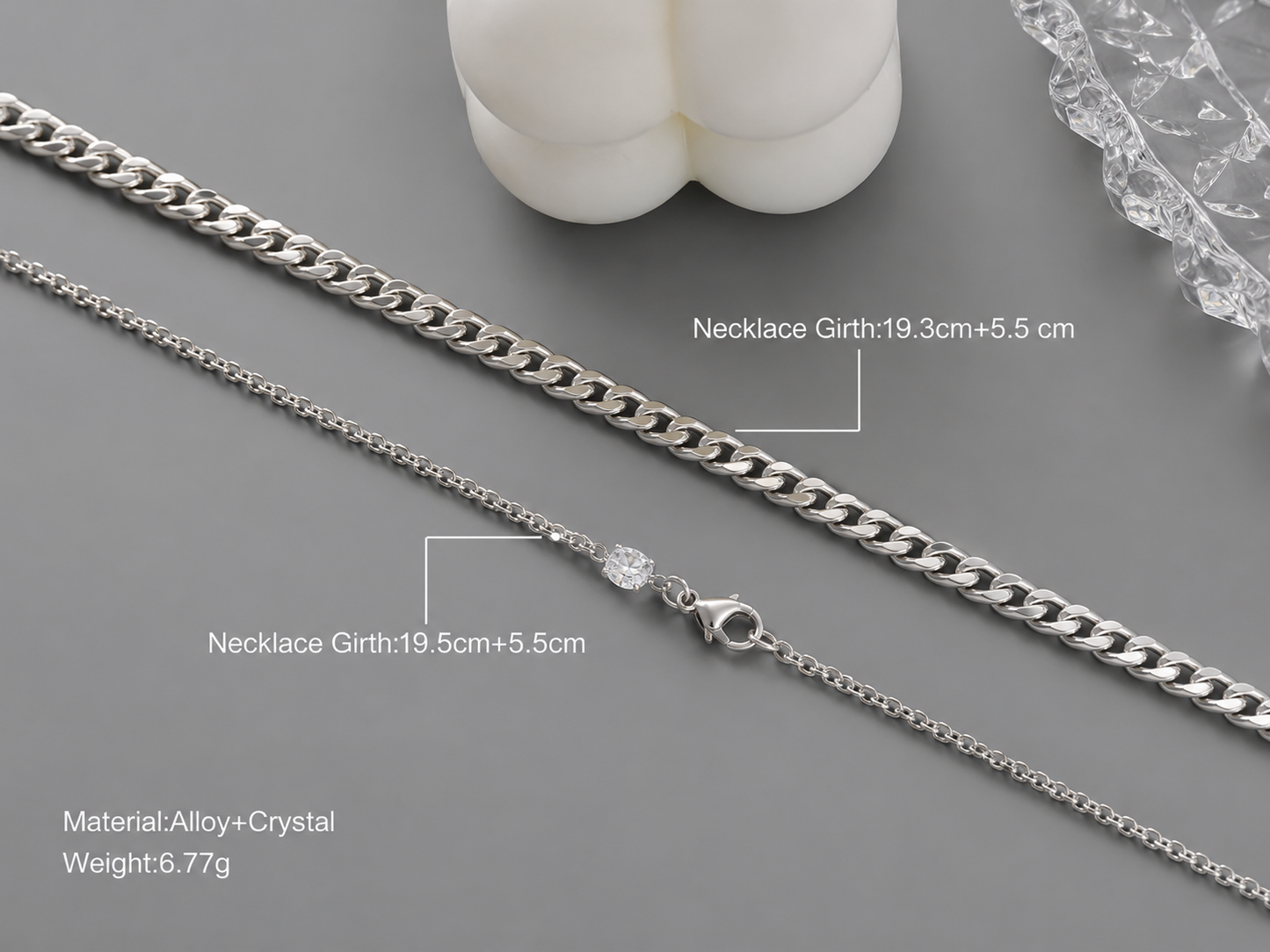 2PCS Sterling Silver Crystal Heart Couple Bracelet Set