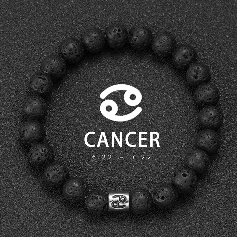 Natural Volcanic Stone Zodiac Bracelet for Men