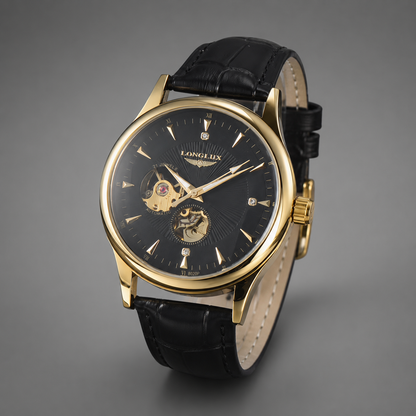 LONGLUX Automatic skeleton watch Black Gold edition