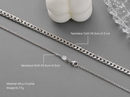 2PCS Sterling Silver Crystal Heart Couple Bracelet Set