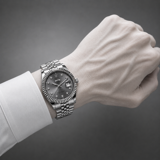 Silver Diamond Dial Watch