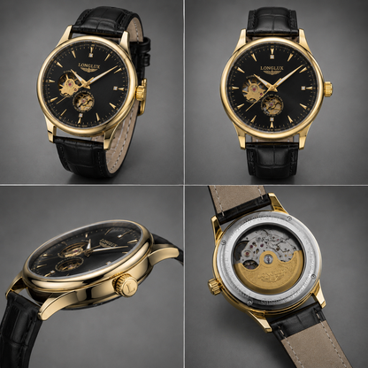 LONGLUX Automatic skeleton watch Black Gold edition
