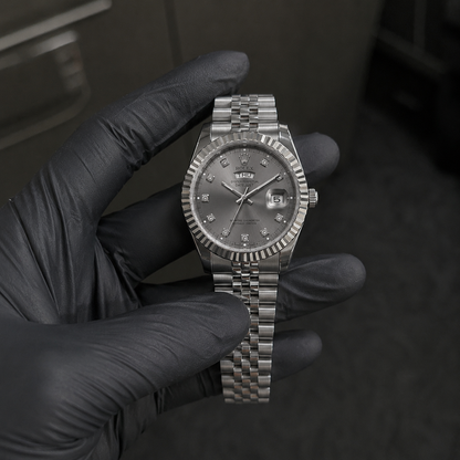 Silver Diamond Dial Watch