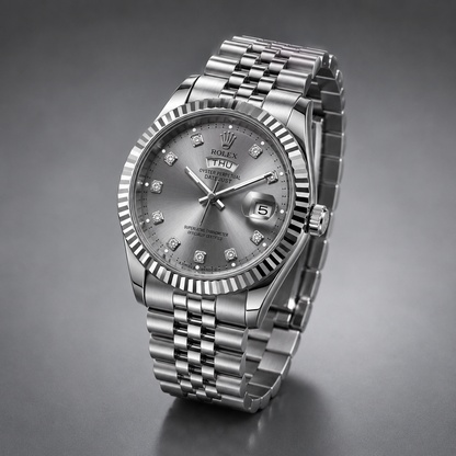 Silver Diamond Dial Watch