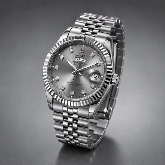 Silver Diamond Dial Watch