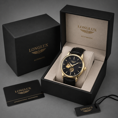 LONGLUX Automatic skeleton watch Black Gold edition