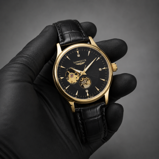 LONGLUX Automatic skeleton watch Black Gold edition