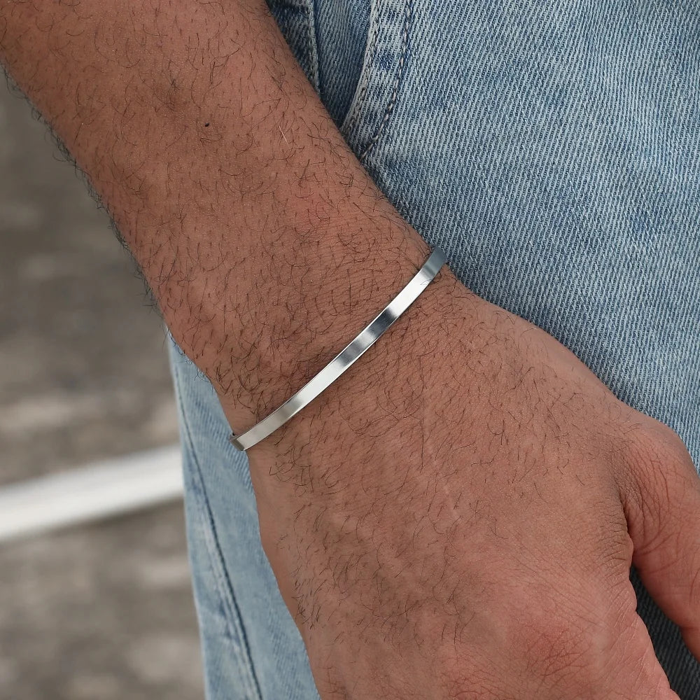 3MM Stainless Steel Cuban Chain Bracelet for Men
