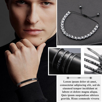 Hematite Arrow Stone Bead Bracelet for Men & Women