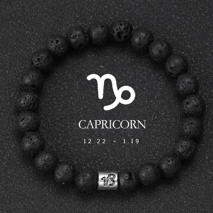 Natural Volcanic Stone Zodiac Bracelet for Men