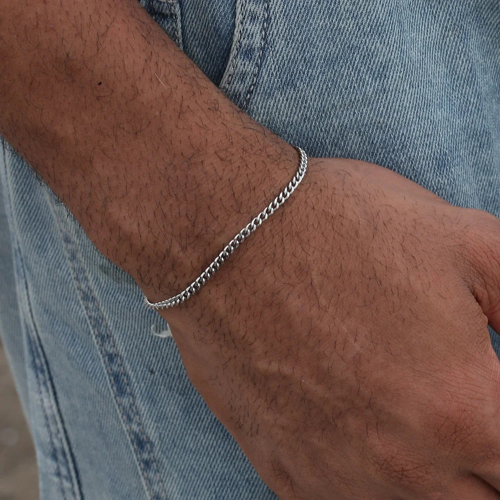 3MM Stainless Steel Cuban Chain Bracelet for Men