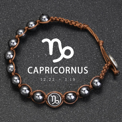 Natural Volcanic Stone Zodiac Bracelet for Men