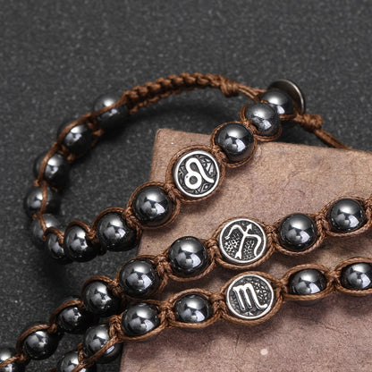 Natural Volcanic Stone Zodiac Bracelet for Men