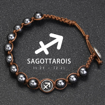 Natural Volcanic Stone Zodiac Bracelet for Men