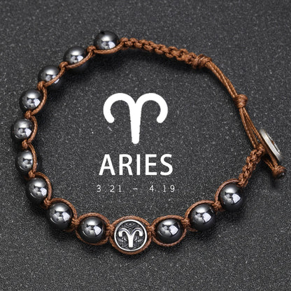 Natural Volcanic Stone Zodiac Bracelet for Men