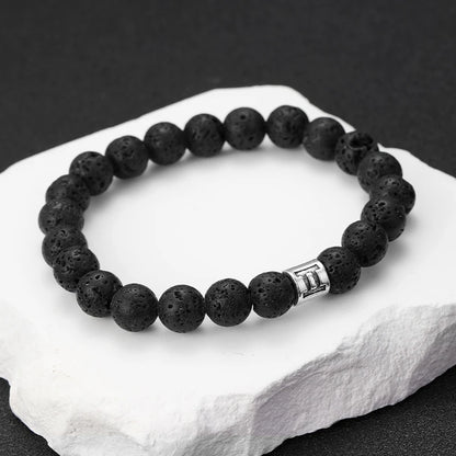 Natural Volcanic Stone Zodiac Bracelet for Men