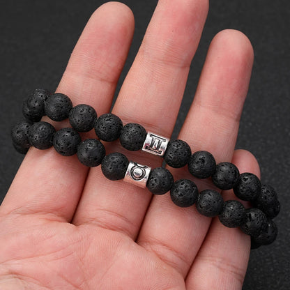 Natural Volcanic Stone Zodiac Bracelet for Men