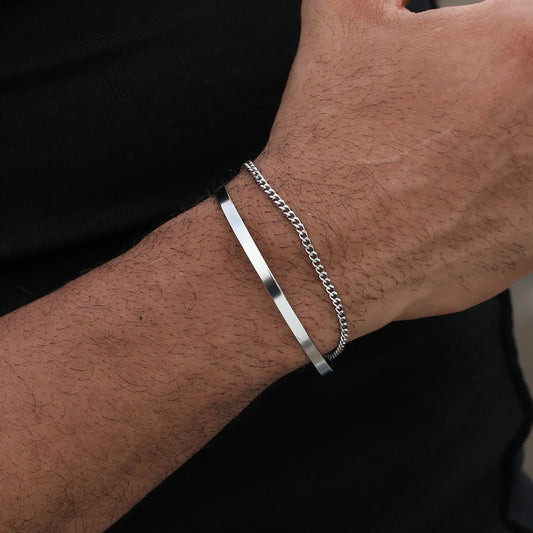 3MM Stainless Steel Cuban Chain Bracelet for Men