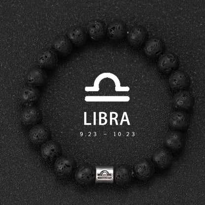 Natural Volcanic Stone Zodiac Bracelet for Men