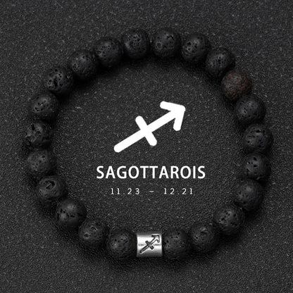 Natural Volcanic Stone Zodiac Bracelet for Men
