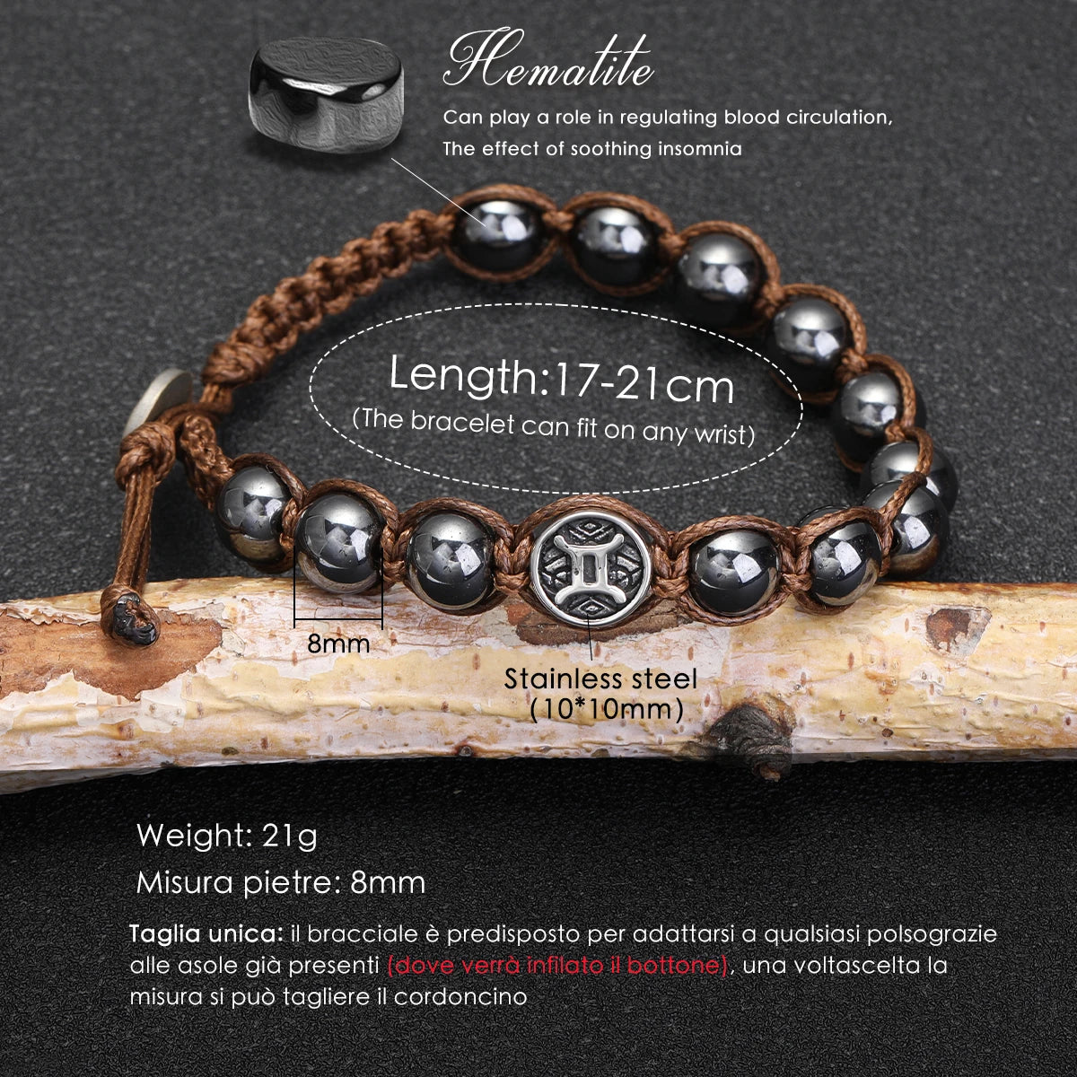 Natural Volcanic Stone Zodiac Bracelet for Men