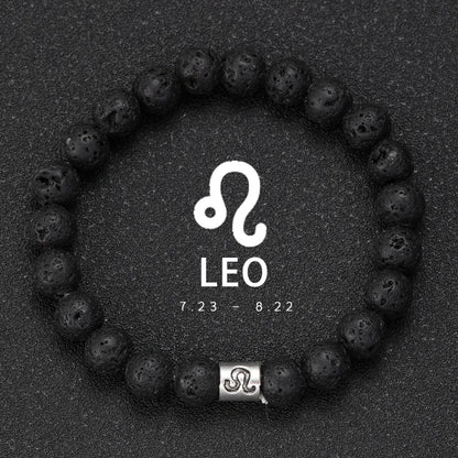 Natural Volcanic Stone Zodiac Bracelet for Men