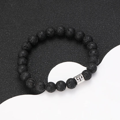 Natural Volcanic Stone Zodiac Bracelet for Men