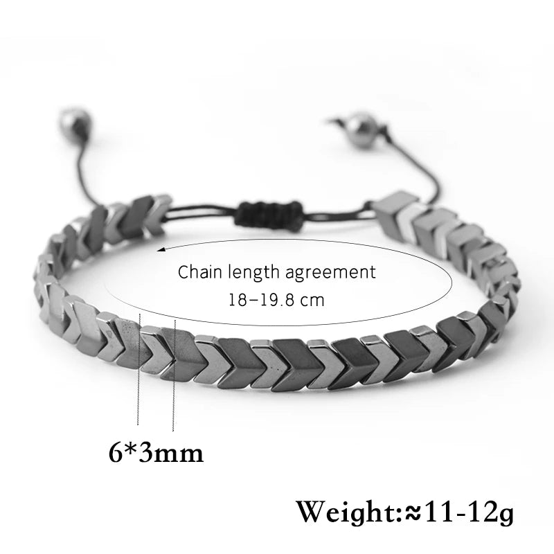 Hematite Arrow Stone Bead Bracelet for Men & Women