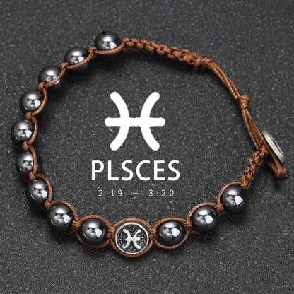 Natural Volcanic Stone Zodiac Bracelet for Men