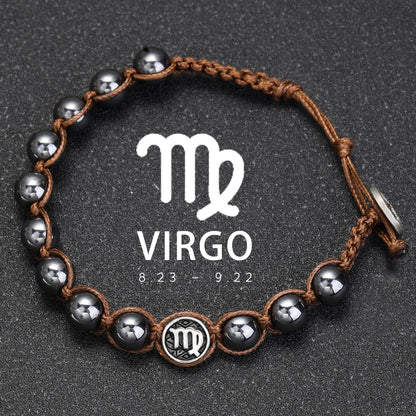 Natural Volcanic Stone Zodiac Bracelet for Men