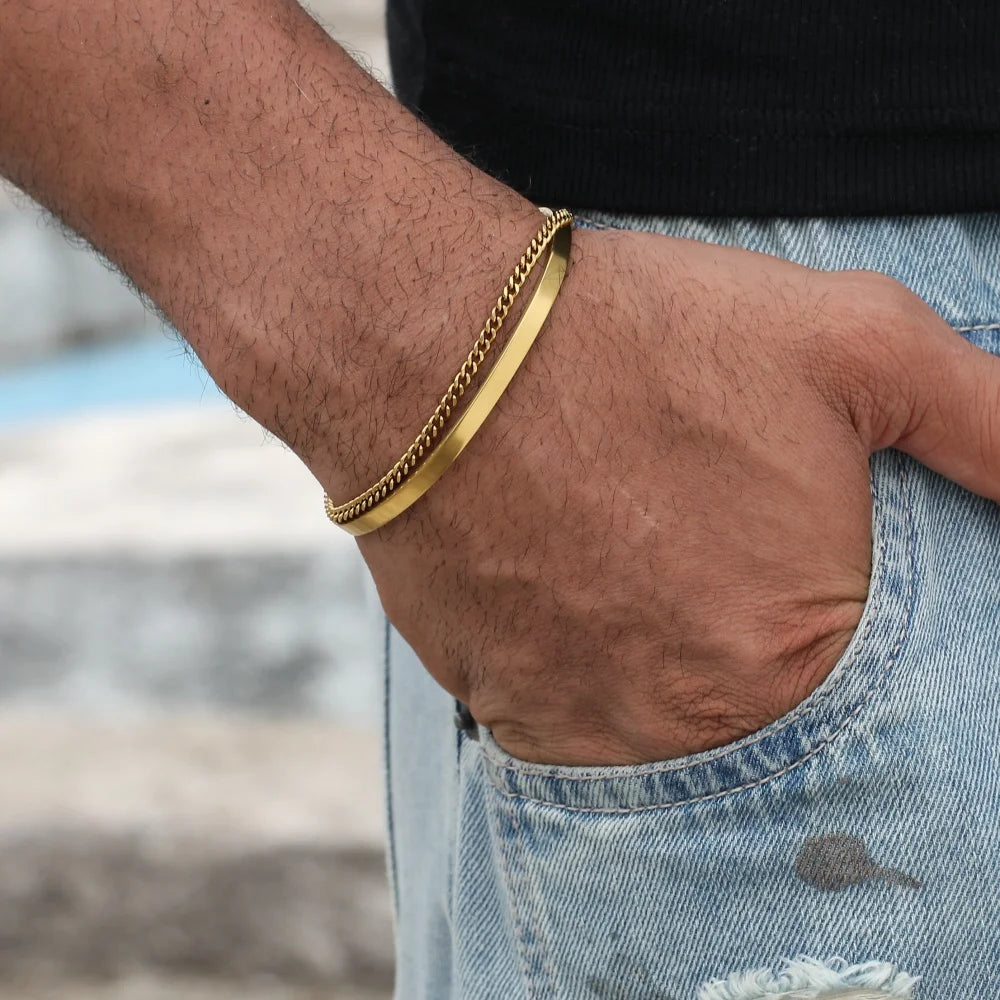 3MM Stainless Steel Cuban Chain Bracelet for Men