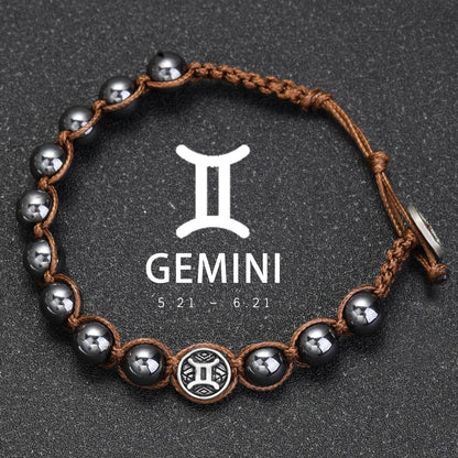 Natural Volcanic Stone Zodiac Bracelet for Men