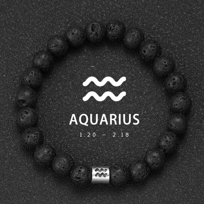 Natural Volcanic Stone Zodiac Bracelet for Men