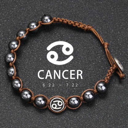 Natural Volcanic Stone Zodiac Bracelet for Men
