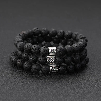 Natural Volcanic Stone Zodiac Bracelet for Men