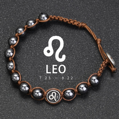 Natural Volcanic Stone Zodiac Bracelet for Men