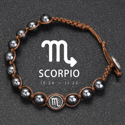 Natural Volcanic Stone Zodiac Bracelet for Men