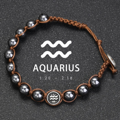 Natural Volcanic Stone Zodiac Bracelet for Men